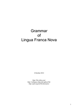 Grammar of Lingua Franca Nova