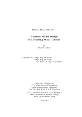 Reduced Model Design of a Floating Wind Turbine