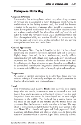 Portuguese Water Dog Breed Standard