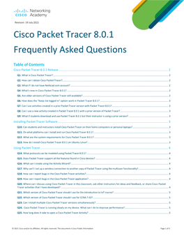 Cisco Packet Tracer 8.0.1 Frequently Asked Questions
