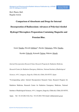 Comparison of Absorbents and Drugs for Internal Decorporation