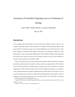 Invariance of Controller Fingerings Across a Continuum of Tunings