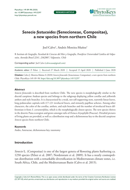 Senecio Festucoides (Senecioneae, Compositae), a New Species from Northern Chile