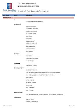 Priority 2 Routes for South Domain