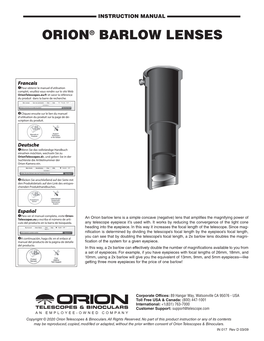 Orion Barlow Lenses