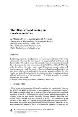 The Effects of Sand Mining on Rural Communities