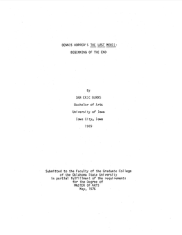 Dennis Hopper 1 S the Last Movie: Beginning of the End