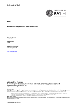 Thesis Submitted for the Degree of Doctor of Philosophy University of Bath Department of Chemistry 2006