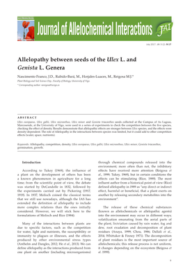 Allelopathy Between Seeds of the Ulex L. and Genista L. Genera