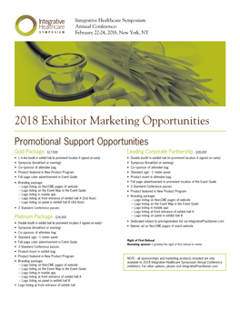 2018 Exhibitor Marketing Opportunities