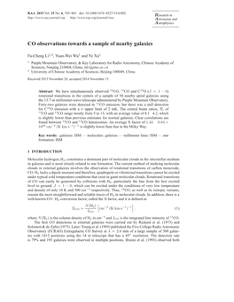 CO Observations Towards a Sample of Nearby Galaxies