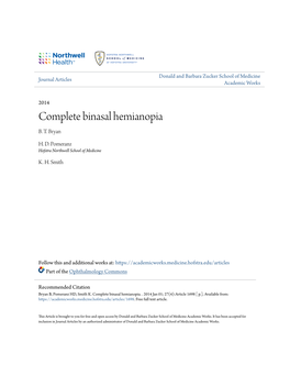 Complete Binasal Hemianopia B