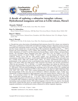 A Decade of Exploring a Submarine Intraplate Volcano: Hydrothermal Manganese and Iron at Lo¯’Ihi Volcano, Hawai’I