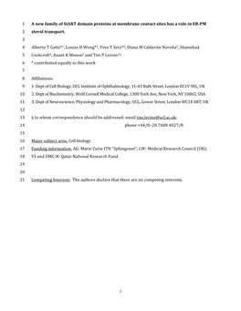 A New Family of Start Domain Proteins at Membrane Contact Sites Has a Role in ER-PM 2 Sterol Transport