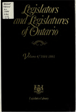 Legislators and Legislatures of Ontario : a Reference Guide