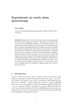 Experiments on Exotic Atom Spectroscopy