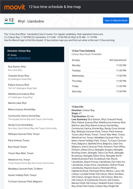 12 Bus Time Schedule & Line Route