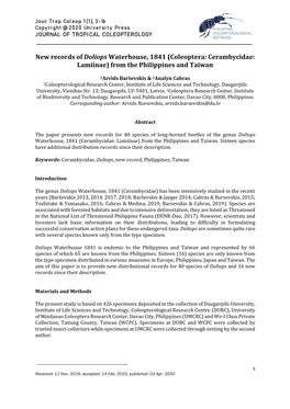 New Records of Doliops Waterhouse, 1841 (Coleoptera: Cerambycidae: Lamiinae) from the Philippines and Taiwan