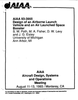 Design of an Airborne Launch Vehicle and an Air Launched Space Booster S