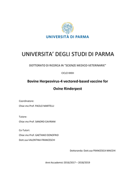 Universita' Degli Studi Di Parma