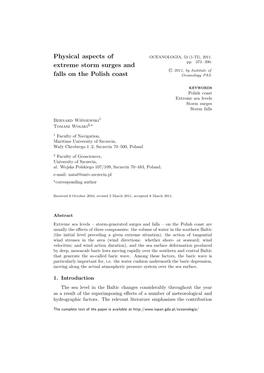 Physical Aspects of Extreme Storm Surges and Falls on the Polish Coast