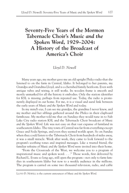 Seventy-Five Years of the Mormon Tabernacle Choir's Music and The
