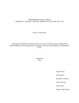 Remembering the Veteran Disability, Trauma, and the American Civil War, 1861-1915