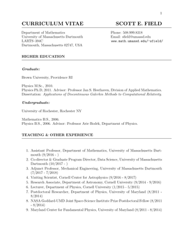 Curriculum Vitae Scott E. Field