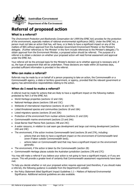 Referral of Proposed Action