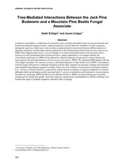 Tree-Mediated Interactions Between the Jack Pine Budworm and a Mountain Pine Beetle Fungal Associate