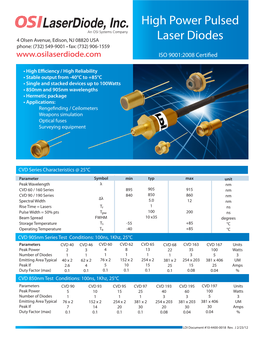 High Power Pulsed Laser Diodes