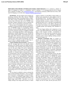 Preparing for Themis Controlled Global Mars Mosaics