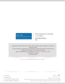 Redalyc.Functional Response of Sagitta Setosa (Chaetognatha) And