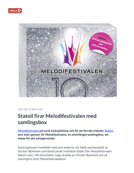 Statoil Firar Melodifestivalen Med Samlingsbox