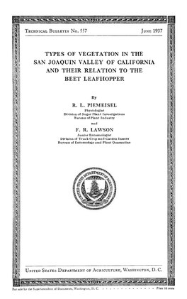Types of Vegetation in the San Joaquín Valley of California and Their Relation to the Beet Leafhopper