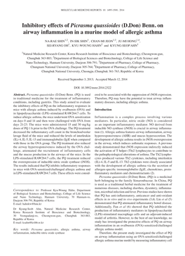 Inhibitory Effects of Picrasma Quassioides (D.Don) Benn