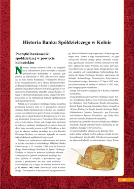 Historia Banku Spółdzielczego W Kolnie
