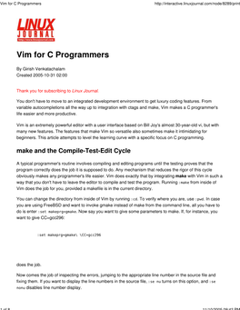 Vim for C Programmers