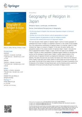 Geography of Religion in Japan Religious Space, Landscape, and Behavior Series: International Perspectives in Geography