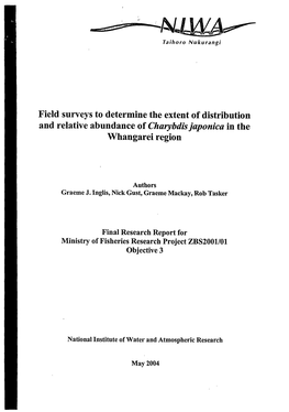 ZBS2001-01 Survey Charybdis Japonica Whangarei Objective 3 Final