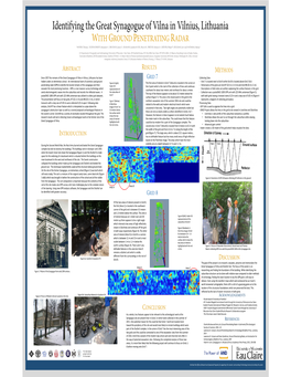 Identifying the Great Synagogue of Vilna in Vilnius, Lithuania with GROUND PENETRATING RADAR WAVRIN, Thomas