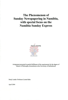 The Phenomenon of Sunday Newspapering in Namibia, with Special Focus on the Namibia Sunday Express