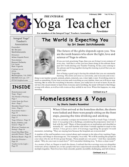 Yoga Teacher Newsletter for Members of the Integral Yoga® Teachers Association