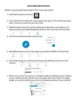 Sports Engine App Instructions WWAA Is Now Powered by Sports Engine