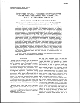 Headwater Riparian Forest-Floor Invertebrate Communities Associated with Alternative Forest Management Practices