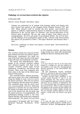 Pathology of Cervical Intervertebral Disc Injuries