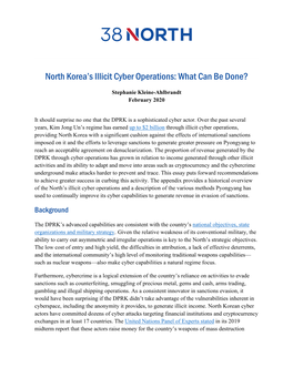 North Korea's Illicit Cyber Operations