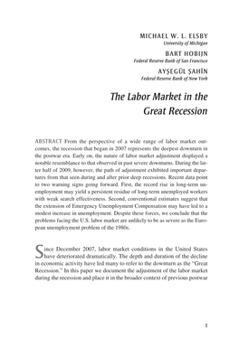 The Labor Market in the Great Recession