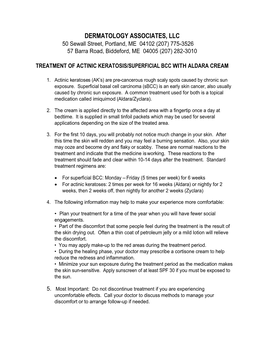 DERMATOLOGY ASSOCIATES, LLC 50 Sewall Street, Portland, ME 04102 (207) 775-3526 57 Barra Road, Biddeford, ME 04005 (207) 282-3010