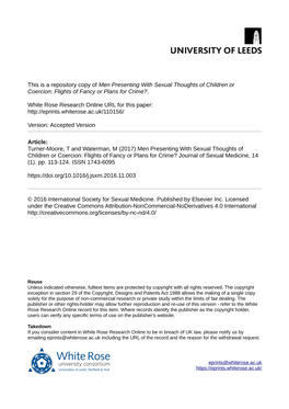 Men Presenting with Sexual Thoughts of Children Or Coercion: Flights of Fancy Or Plans for Crime?